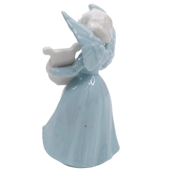 Vintage Ardalt Lenwile Angel Playing Harp Figurine Verithin Porcelain Light Blue - Picture 6 of 11